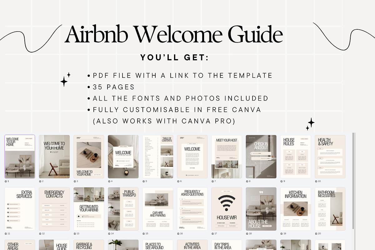 Airbnb Welcome Book Canva Template, a Stationery Template by Anna Design Studio (Photo 2 of 10)