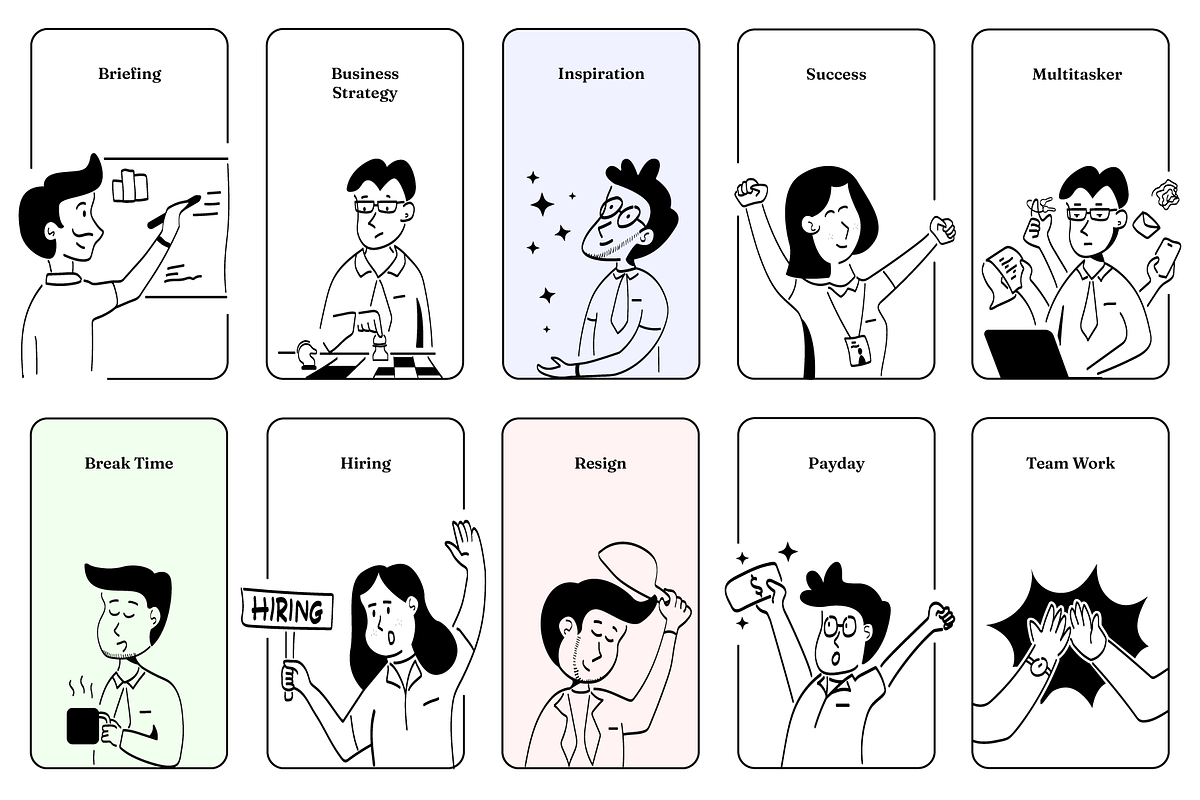 20 UX Illustration - Office Worker, a Work Illustration by Directico Design Kit (Photo 3 of 3)