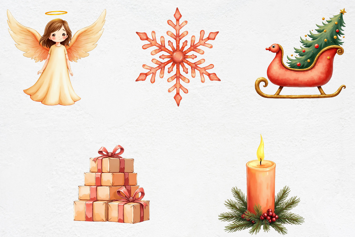 Peach Colored Christmas Clipart, an Illustration by CrexoraLab (Photo 3 of 5)