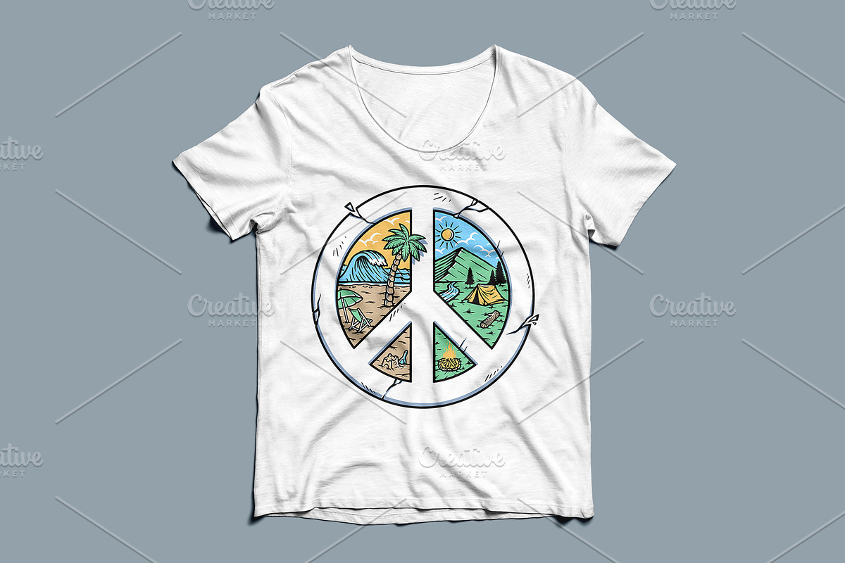 mountain and beach with peace symbol, an Illustration by gunaonedesign (Photo 3 of 4)