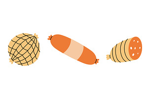 Smoked ham sausages. Semi-finished, a Food Illustration by GraphiShop