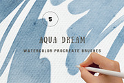 Procreate Watercolor Brush Set, a Brush Add-On by Jenteva Art (Thumbnail 1 of 10)
