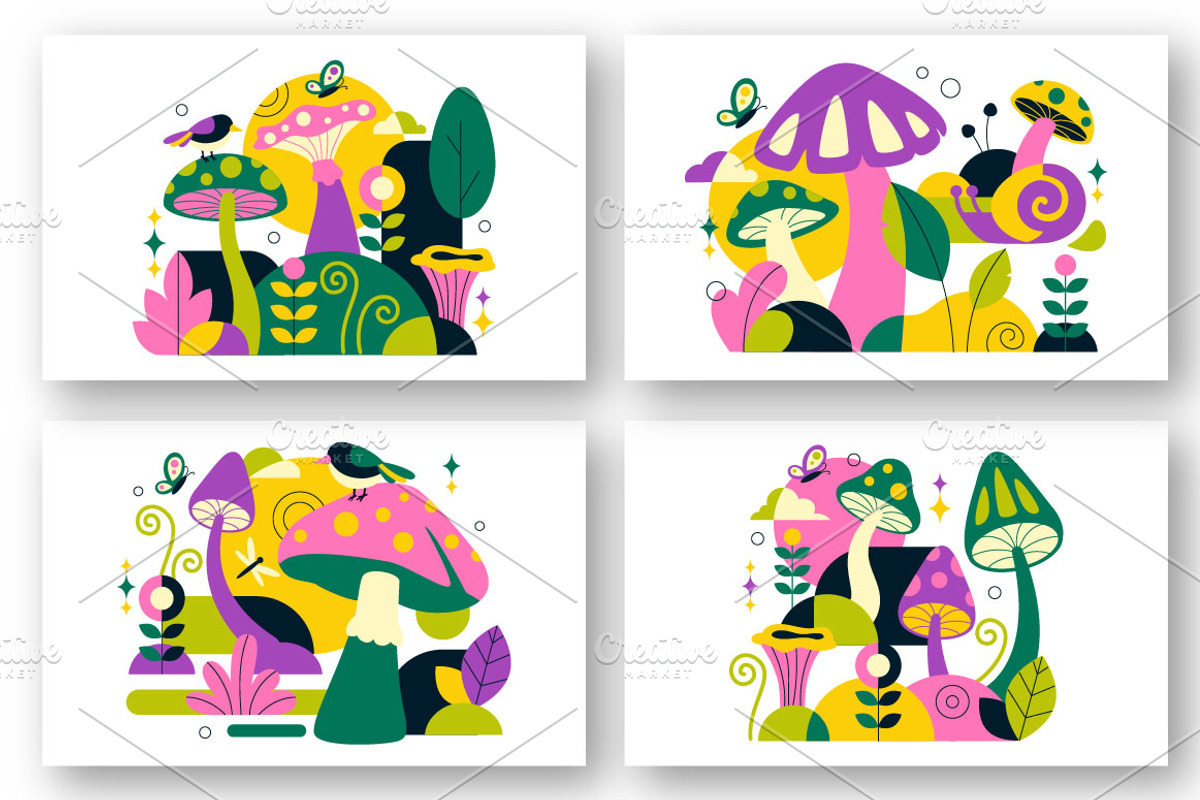 10 Mushrooms Vector Illustration, a Food Illustration by denayunebgt (Photo 2 of 4)