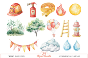 Little Firefighter Watercolor Set, an Illustration by MockupWizard (Thumbnail 2 of 6)