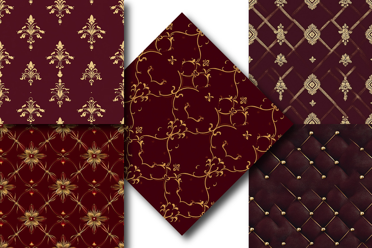 Luxury Maroon Digital Paper, an Illustration by DreamPrint404 (Photo 2 of 5)