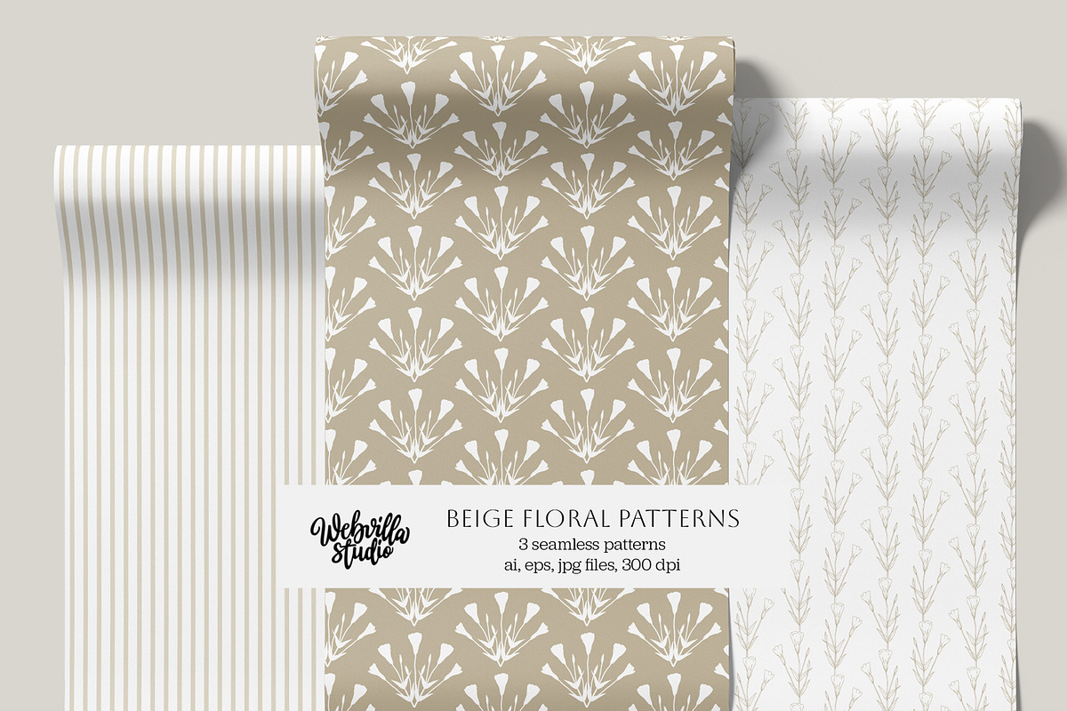Beige Floral Patterns, a Wallpaper Graphic by Bloomart Studio (Photo 1 of 7)