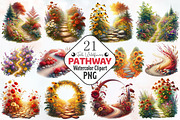 Fall Wildflowers Pathway Clipart, an Illustration by RobertsArt (Thumbnail 1 of 6)