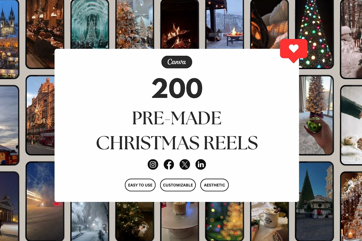 200 Pre-Made Christmas Reels Bundle, a Social Media Template by Studioxhq (Photo 1 of 4)