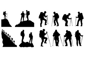 Mountain climbers black silhouettes, a Sport Illustration by Valerie Bodnar