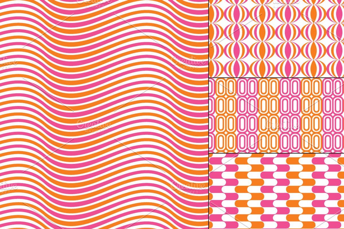 Seamless Pink Orange Mod Geometrics preview 5