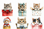 Christmas Cat Gift Box Clipart, an Illustration by Craft Nest (Thumbnail 2 of 6)