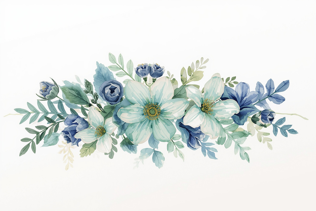 Cool Blue Watercolor Florals, an Illustration by Creativeshirt (Photo 5 of 11)