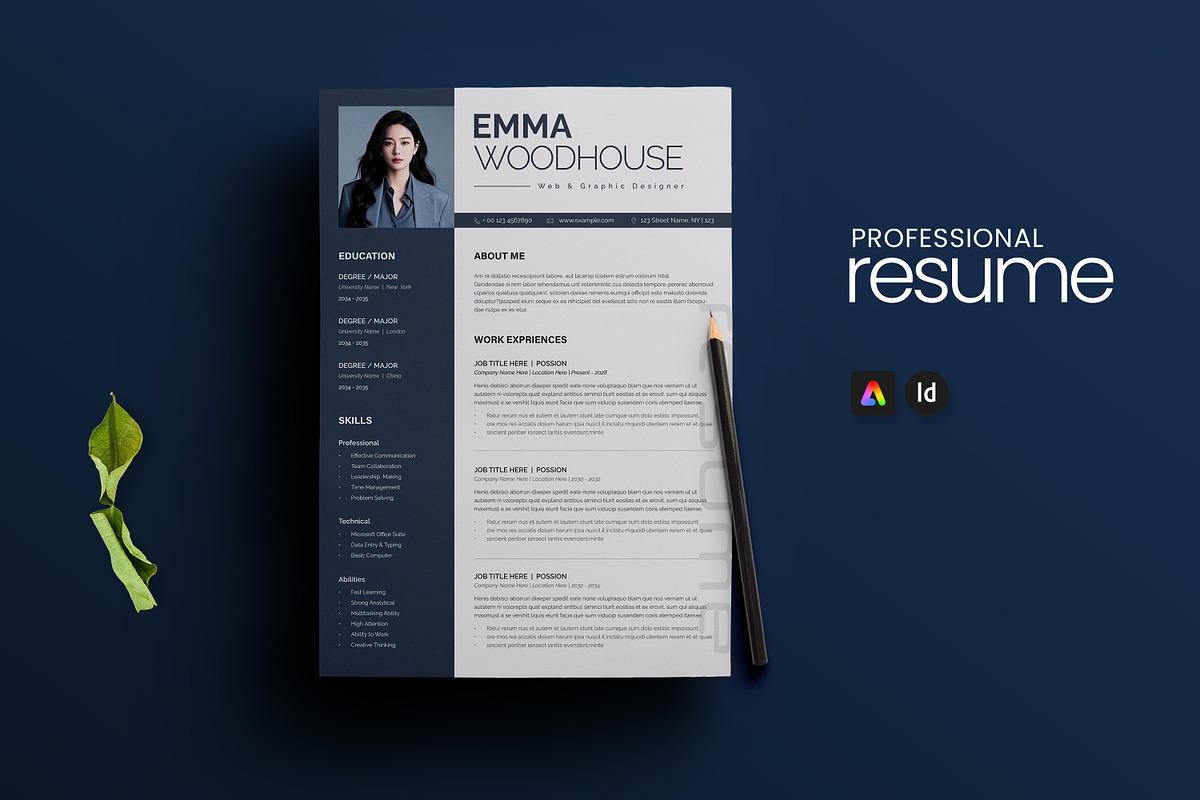 Resume Template 3 Pages with Photo, a Resume Template by Creatiya Type (Photo 1 of 4)