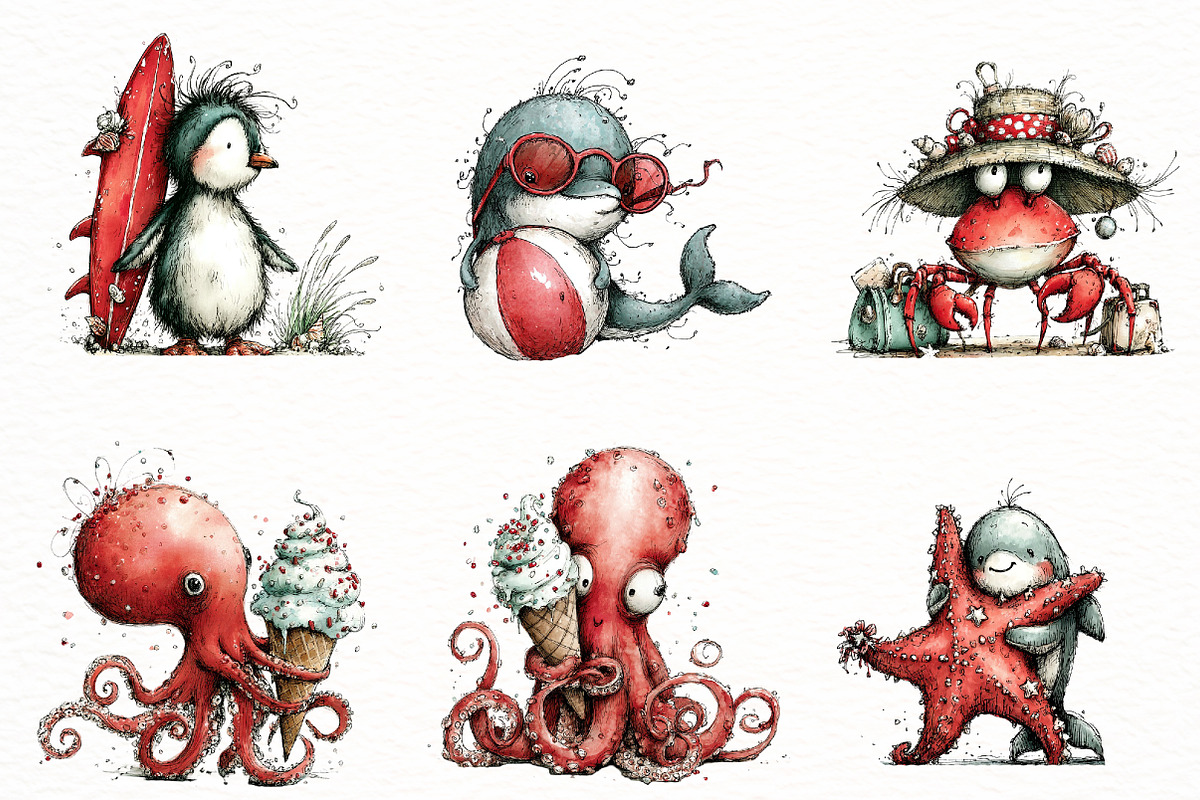 whimsical summer Animals Clipart, an Illustration by Designworld (Photo 2 of 4)