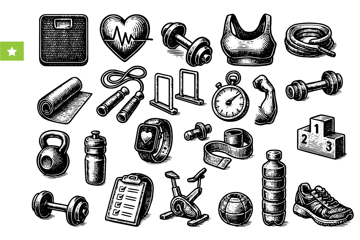 Fitness and Gym Equipment, an Object Graphic by RT Studio
