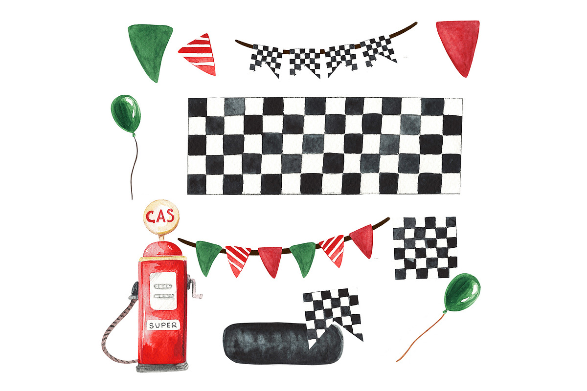 Nursery Watercolor Cars Clipart, a Decorative Illustration by HabitusDesigns (Photo 6 of 11)
