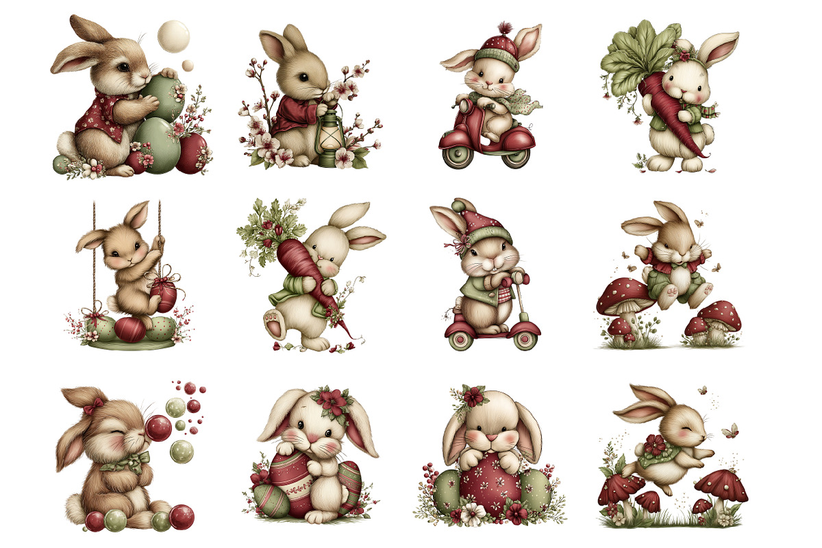 Whimsical Easter Bunny Clipart, an Illustration by Design Market (Photo 3 of 3)