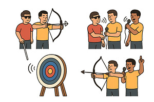 Group of friends enjoying archery, a Sport Illustration by ZinetroN