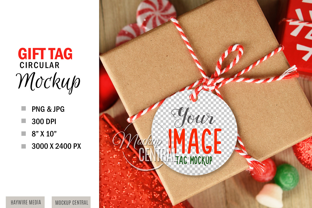 Gift Tag Present Christmas Mockup, a Print Template by HaywireMedia & Mockups (Photo 1 of 3)