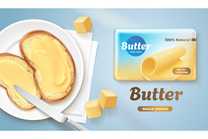 Butter ad. Realistic creamy butter, a Food Illustration by Stock-Smart-Start