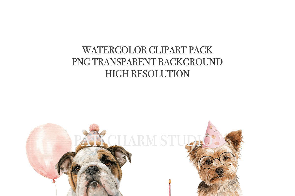 40 Birthday Dog Clipart PNGs, an Animal Illustration by Pati Charm Studio (Photo 6 of 9)