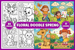 Floral Doodle Spring Coloring Pages, a Decorative Illustration by Coco Bloom