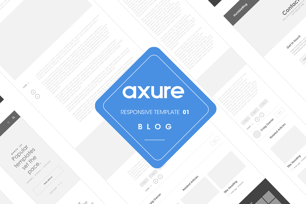 Axure responsive template Blog 01, a Wireframe Template by Humble UX (Photo 1 of 5)