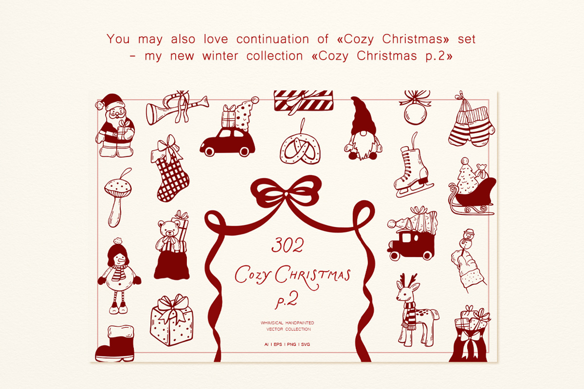 Whimsical Set Cozy Christmas, a Seasonal Illustration by ViktoriyaD (Photo 20 of 20)