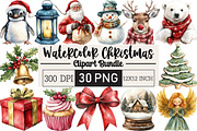 Watercolor Christmas Clipart Bundle, an Illustration by Black Bird Studio (Thumbnail 1 of 6)
