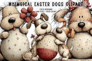 Whimsical Easter Dogs Clipart, an Illustration by CreationArt