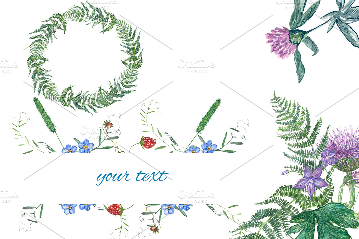 Watercolor grass and wildflowers, an Object Graphic by JuliaFast (Photo 4 of 6)