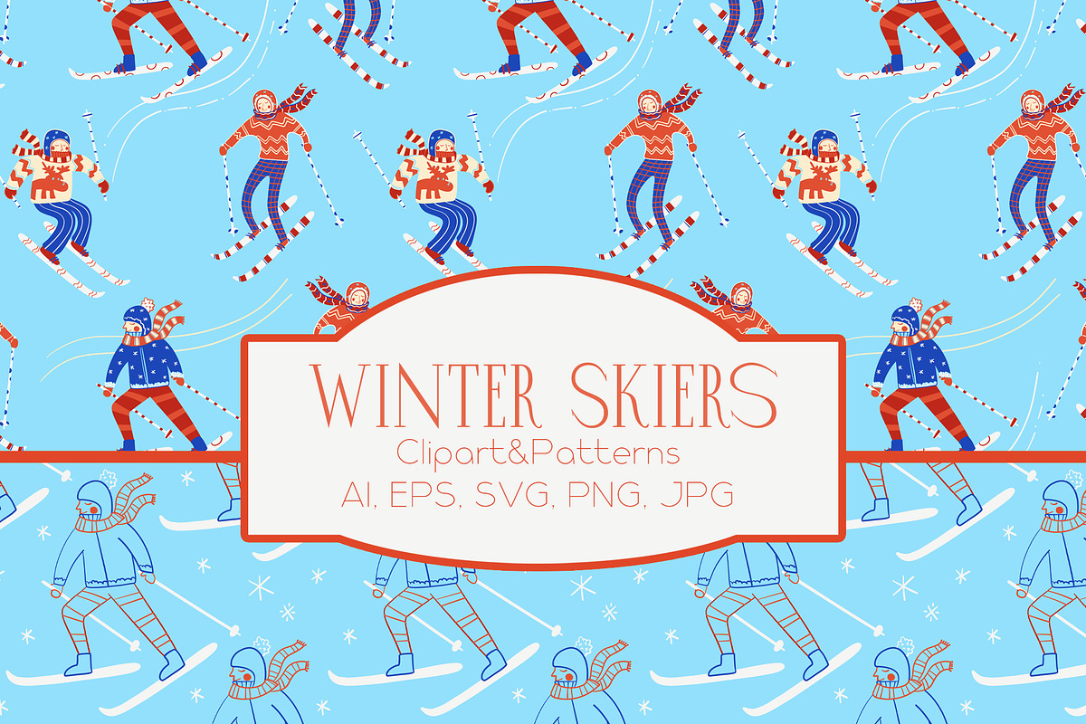 Vintage Winter Skiers, a Sport Illustration by Carpet Tapete Pretzel (Photo 1 of 10)