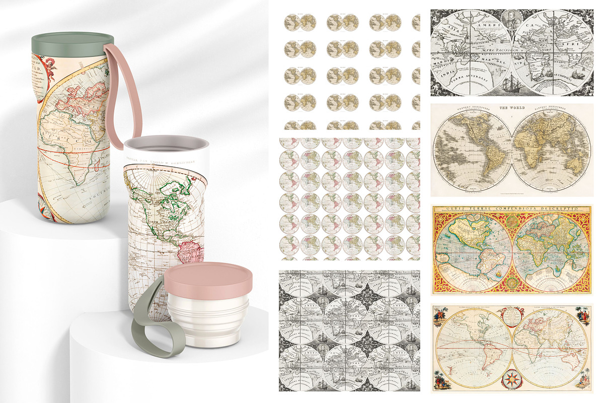 vintage map graphics & patterns, a Pattern Graphic by ARTOZEN DIGITAL