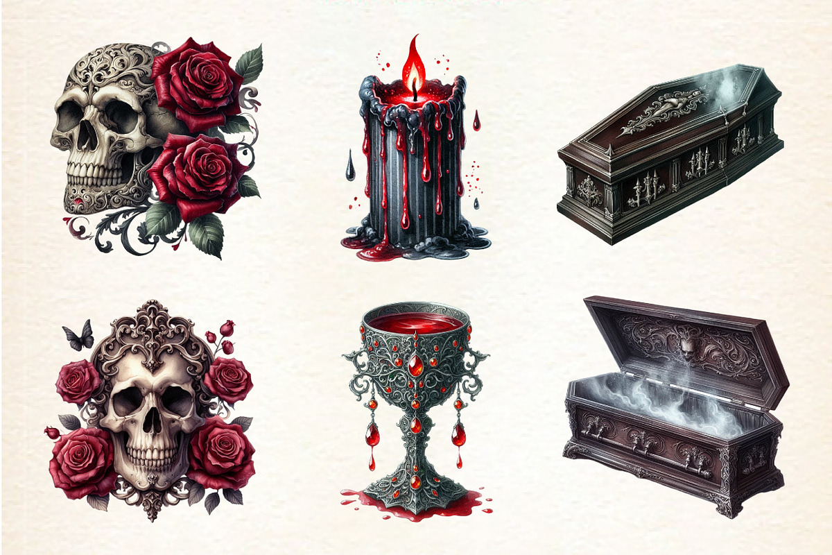 Vintage Vampire Clipart Designs, a Seasonal Illustration by DreamArtGraphic (Photo 3 of 5)