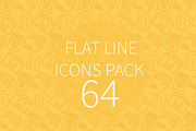 64 Flat Line Icons Pack, an Outline Icon by Nerokanji_Designs (Thumbnail 1 of 2)