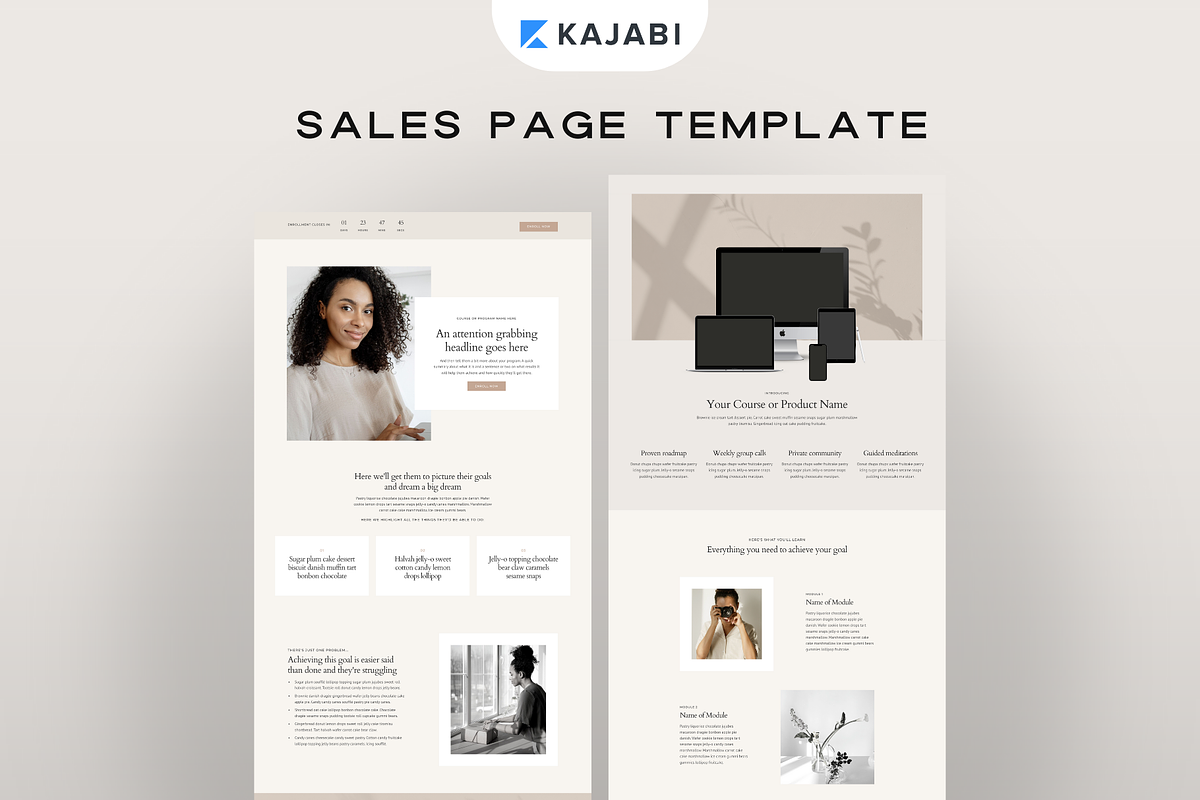 Kajabi Sales Page Template, a Landing Page Template by Pixel & Flow (Photo 1 of 8)