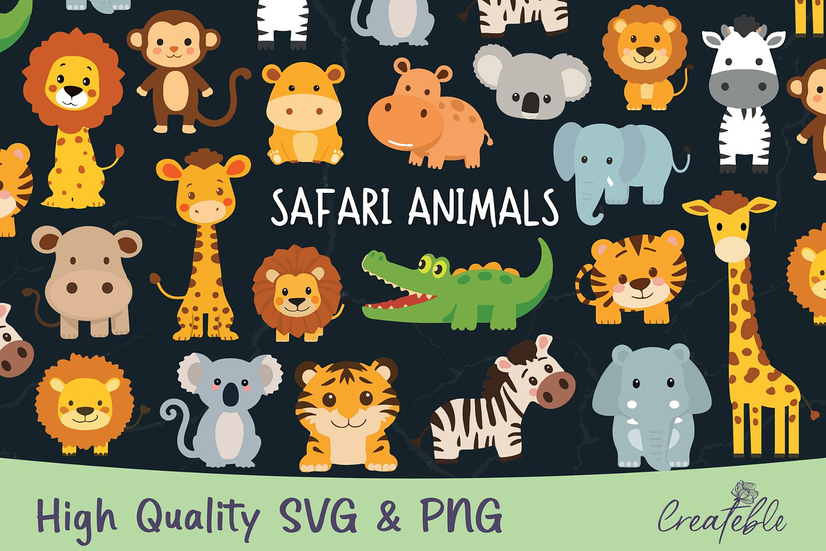 Safari Animals SVG Bundle, an Object Graphic by Createble (Photo 1 of 10)