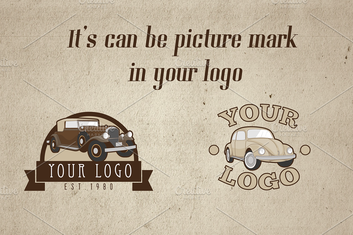 9 Retro Vintage Car - editable color preview 5