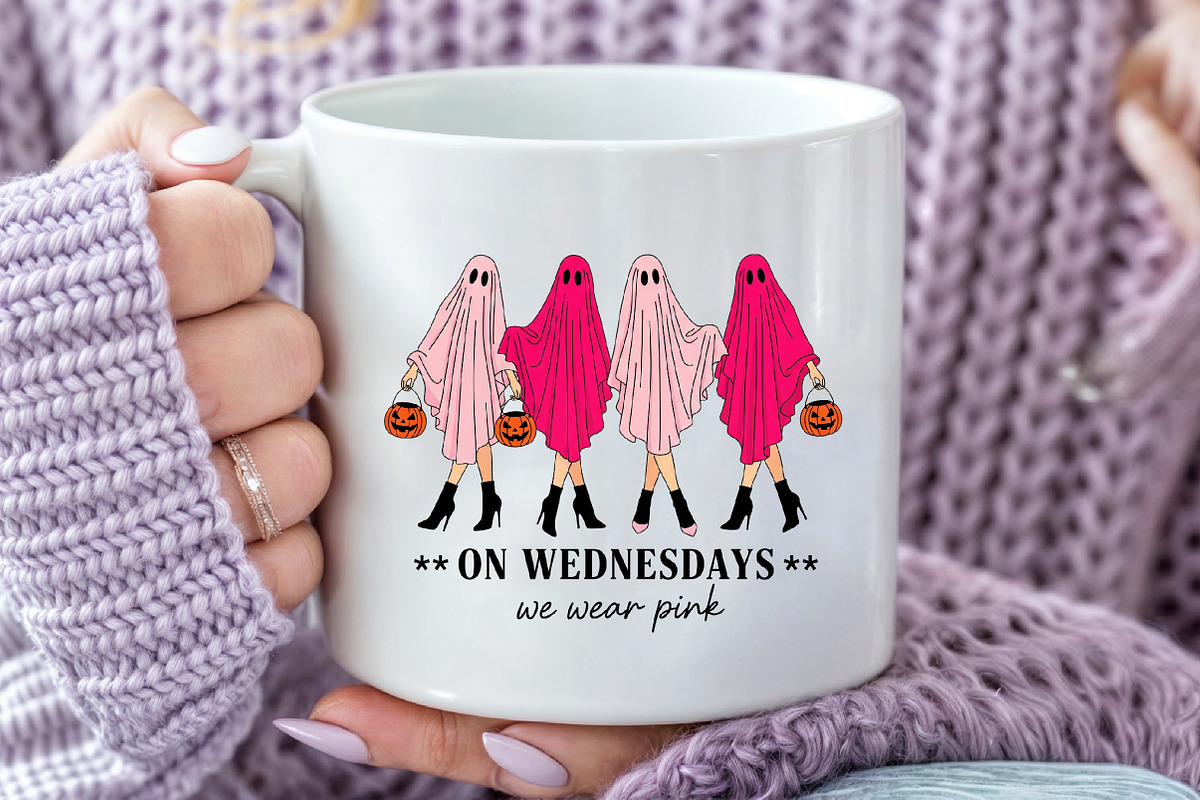 On Wednesdays We Wear Pink Ghost PNG, an Illustration by Craft Nest (Photo 5 of 6)