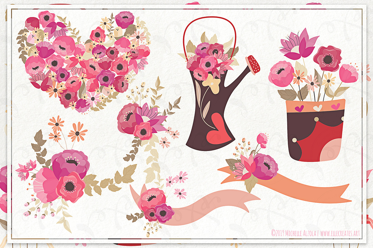 Springtime 03 - Red and Pink Vector, an Illustration by Michelle Alzola (Photo 2 of 5)