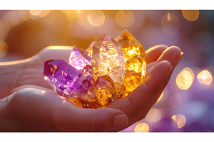 Hands holding colorful citrine and, a Background Photo by Igor Tichonow