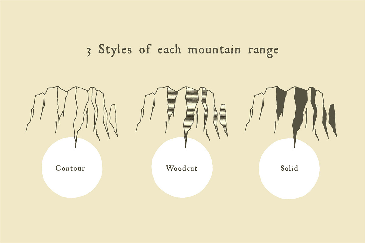 5 Mountain Ranges - By Hand, an Illustration by GhostlyPixels (Photo 2 of 3)