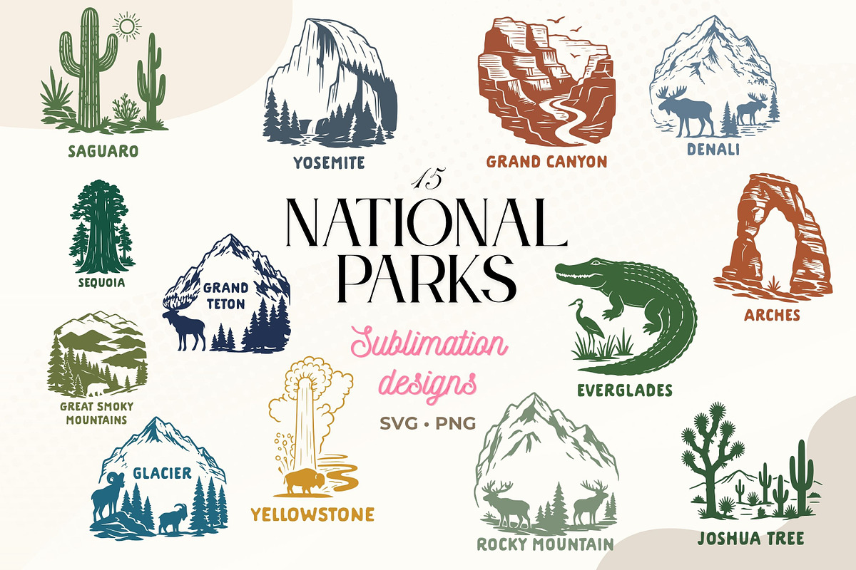National Parks Sublimation Designs, an Object Graphic by DigitalDesignsLaura (Photo 1 of 10)