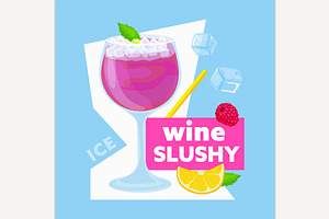 Rose wine slushy. Editable vector, a Food Illustration by Anna's Shop
