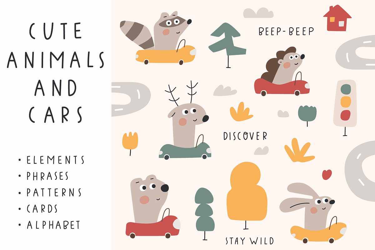 Cute animals and cars, an Animal Illustration by cutelevindesign (Photo 1 of 11)