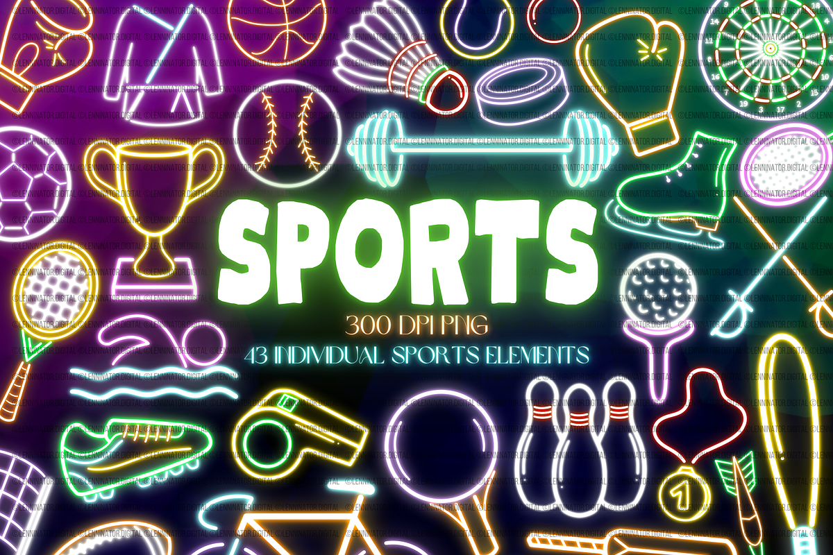 Neon Sports Clipart PNG, a Sport Illustration by Lenninator Digital (Photo 1 of 6)