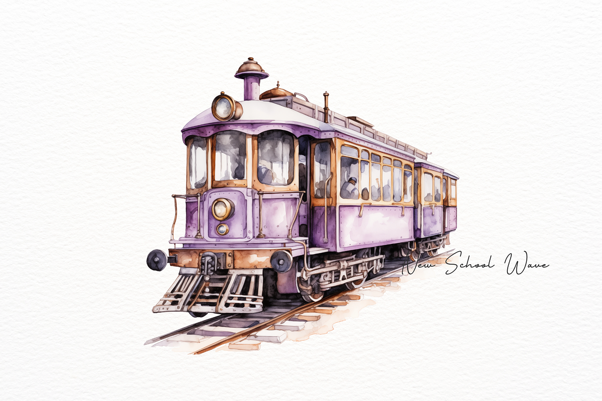 Vintage City Tram Watercolor Clipart, an Object Illustration by New-School-Wave (Photo 4 of 5)