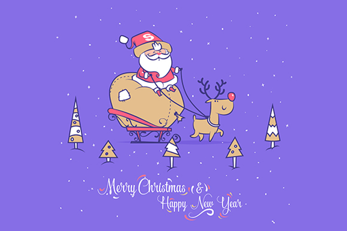 Santa and deer. Merry Christmas, a Decorative Illustration by Krolone