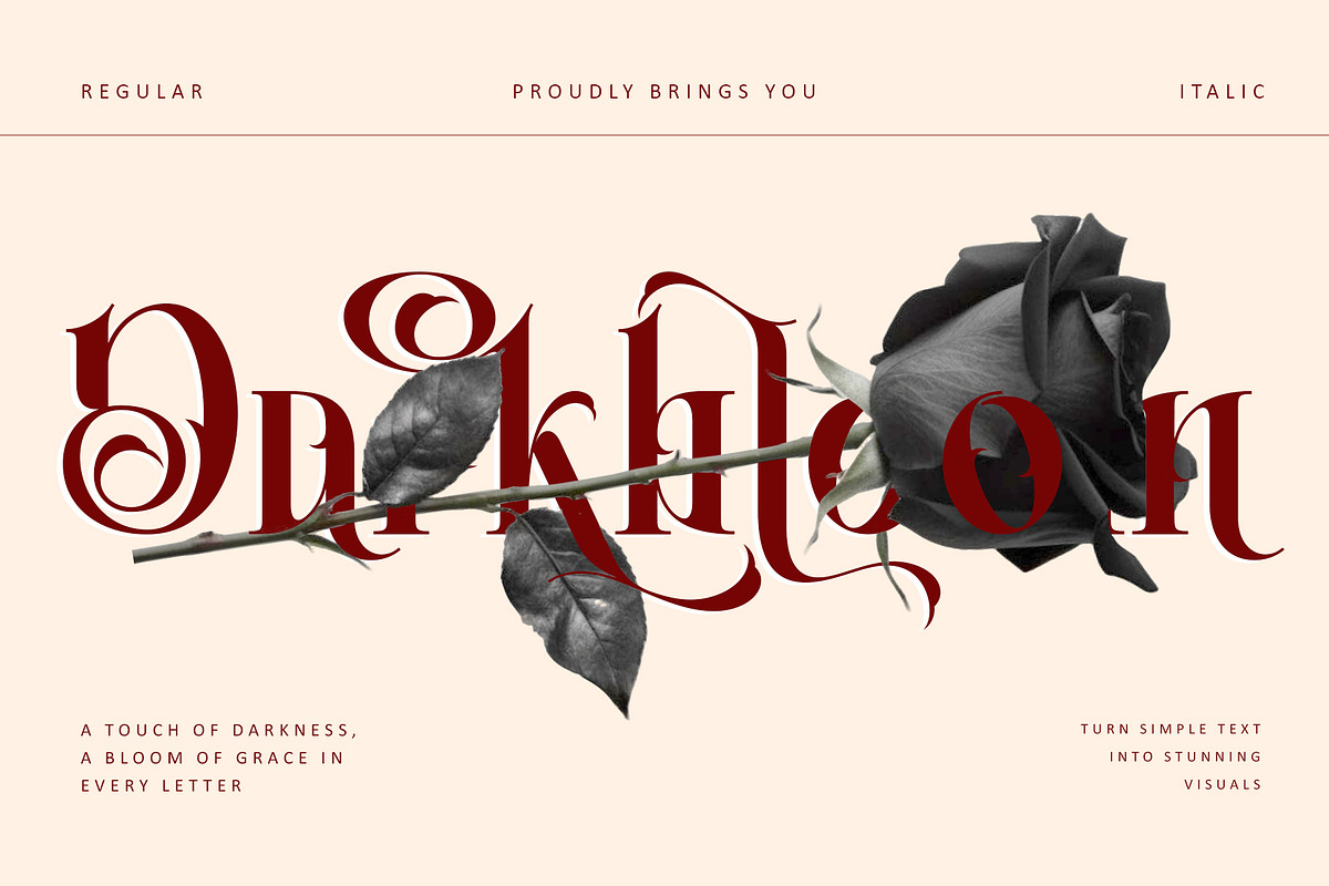 Darkbloom, a Serif Font by Letterara (Photo 1 of 12)