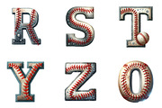 Glittery Baseball Distressed Alphabe, an Illustration by DreamArtGraphic (Thumbnail 4 of 4)